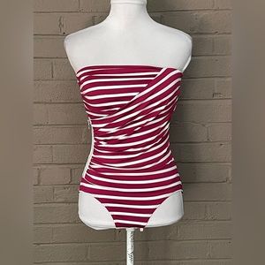 Michael Kors striped one piece strapless swimsuit 6